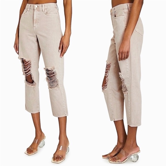 NWT L'AGENCE 90s High Rise Mint Distressed Denim Cropped Straight Leg Jean 25 - Picture 4 of 6